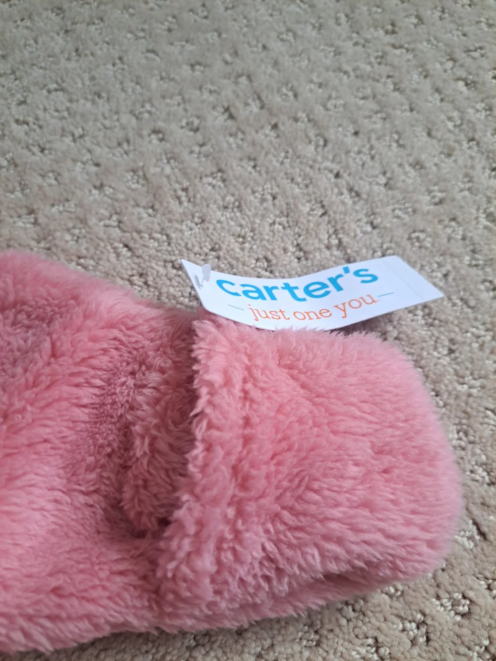 Carter's Plush Pink Hooded Footed One-Piece with Ears